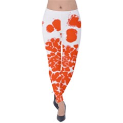 Red Spot Paint White Polka Velvet Leggings by Mariart