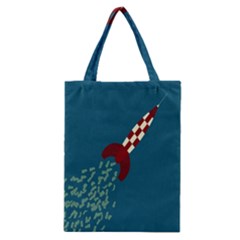 Rocket Ship Space Blue Sky Red White Fly Classic Tote Bag by Mariart