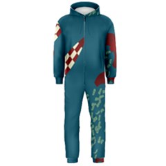 Rocket Ship Space Blue Sky Red White Fly Hooded Jumpsuit (men)  by Mariart