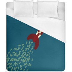 Rocket Ship Space Blue Sky Red White Fly Duvet Cover (california King Size) by Mariart