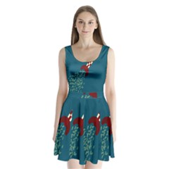 Rocket Ship Space Blue Sky Red White Fly Split Back Mini Dress  by Mariart