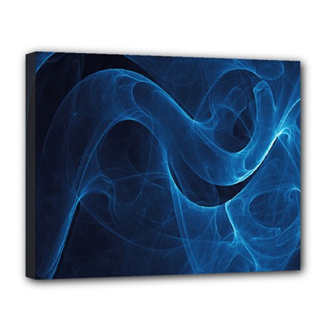 Smoke White Blue Canvas 14  X 11  by Mariart