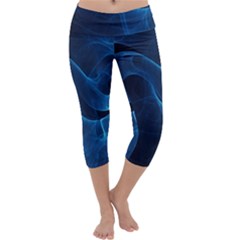 Smoke White Blue Capri Yoga Leggings by Mariart