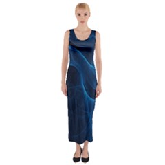 Smoke White Blue Fitted Maxi Dress by Mariart