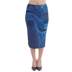 Smoke White Blue Velvet Midi Pencil Skirt by Mariart