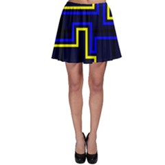 Tron Light Walls Arcade Style Line Yellow Blue Skater Skirt by Mariart