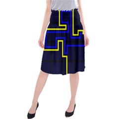 Tron Light Walls Arcade Style Line Yellow Blue Midi Beach Skirt by Mariart