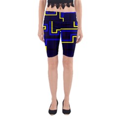 Tron Light Walls Arcade Style Line Yellow Blue Yoga Cropped Leggings by Mariart