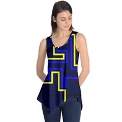 Tron Light Walls Arcade Style Line Yellow Blue Sleeveless Tunic by Mariart