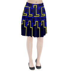 Tron Light Walls Arcade Style Line Yellow Blue Pleated Skirt by Mariart