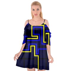 Tron Light Walls Arcade Style Line Yellow Blue Cutout Spaghetti Strap Chiffon Dress by Mariart