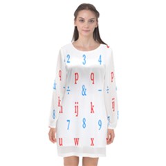 Source Serif Number Long Sleeve Chiffon Shift Dress  by Mariart