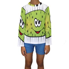 Thorn Face Mask Animals Monster Green Polka Kids  Long Sleeve Swimwear by Mariart