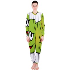 Thorn Face Mask Animals Monster Green Polka Onepiece Jumpsuit (ladies)  by Mariart