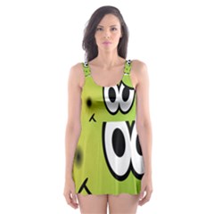 Thorn Face Mask Animals Monster Green Polka Skater Dress Swimsuit by Mariart