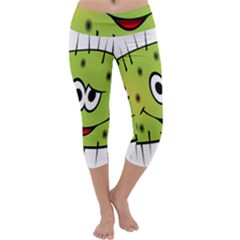 Thorn Face Mask Animals Monster Green Polka Capri Yoga Leggings by Mariart