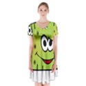 Thorn Face Mask Animals Monster Green Polka Short Sleeve V-neck Flare Dress View1