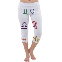 Twelve Signs Zodiac Color Star Capri Yoga Leggings by Mariart