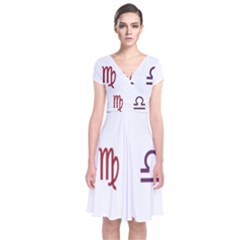 Twelve Signs Zodiac Color Star Short Sleeve Front Wrap Dress by Mariart