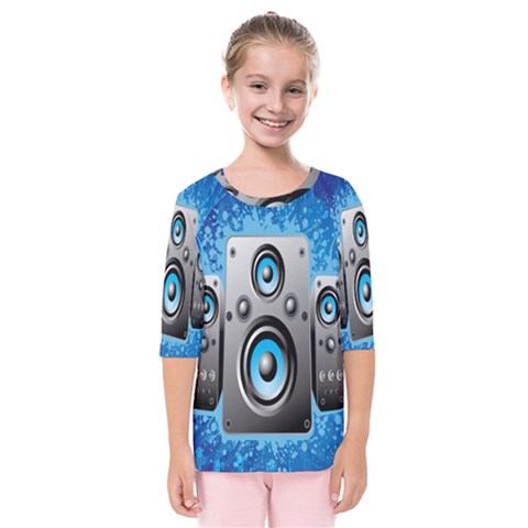 Sound System Music Disco Party Kids  Quarter Sleeve Raglan Tee by Mariart