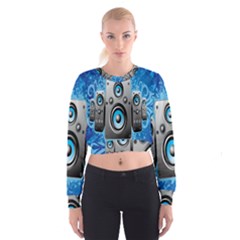 Sound System Music Disco Party Cropped Sweatshirt by Mariart