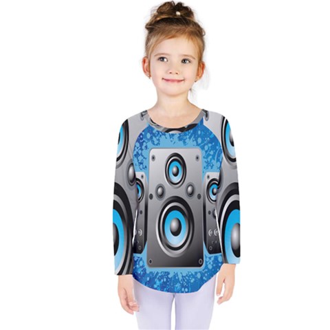 Sound System Music Disco Party Kids  Long Sleeve Tee by Mariart