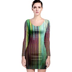 Screen Shot Line Vertical Rainbow Long Sleeve Bodycon Dress by Mariart