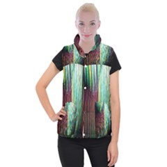 Screen Shot Line Vertical Rainbow Women s Button Up Puffer Vest by Mariart