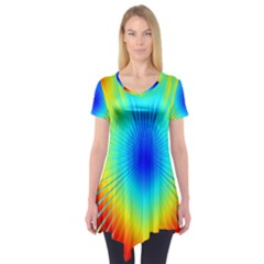 View Max Gain Resize Flower Floral Light Line Chevron Short Sleeve Tunic  by Mariart