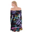 Funny Abstract Painting On Black Background Off Shoulder Skater Dress View2