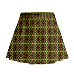 Kiwi Like Pattern Mini Flare Skirt