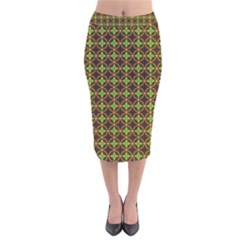 Kiwi Like Pattern Velvet Midi Pencil Skirt by linceazul