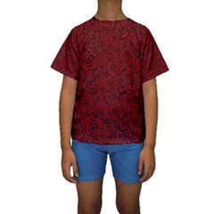 Red Roses Field Kids  Short Sleeve Swimwear by designworld65