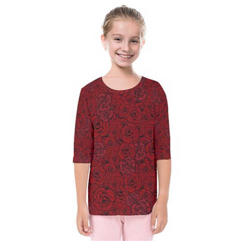 Red Roses Field Kids  Quarter Sleeve Raglan Tee by designworld65