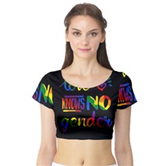 Love Knows No Gender Short Sleeve Crop Top (tight Fit) by Valentinaart