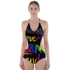 Love Knows No Gender Cut-out One Piece Swimsuit by Valentinaart