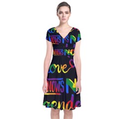 Love Knows No Gender Short Sleeve Front Wrap Dress by Valentinaart