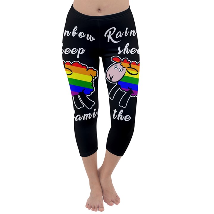 Rainbow sheep Capri Winter Leggings 