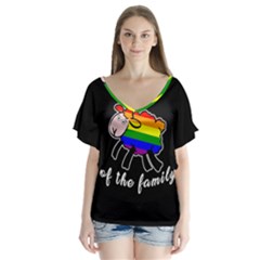 Rainbow Sheep Flutter Sleeve Top by Valentinaart