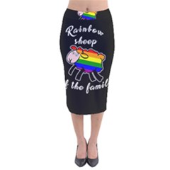 Rainbow Sheep Velvet Midi Pencil Skirt by Valentinaart