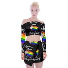 Rainbow Sheep Off Shoulder Top With Skirt Set by Valentinaart