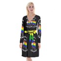 Rainbow sheep Long Sleeve Velvet Front Wrap Dress View1