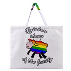 Rainbow Sheep Zipper Large Tote Bag by Valentinaart