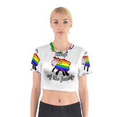 Rainbow Sheep Cotton Crop Top by Valentinaart