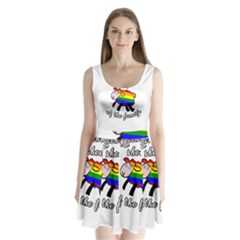 Rainbow Sheep Split Back Mini Dress  by Valentinaart