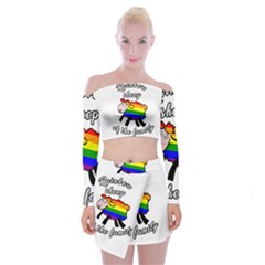 Rainbow Sheep Off Shoulder Top With Skirt Set by Valentinaart