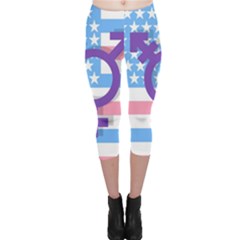 Transgender Flag Capri Leggings  by Valentinaart