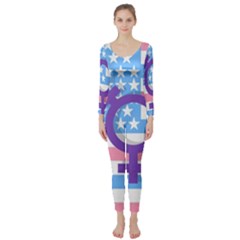 Transgender Flag Long Sleeve Catsuit by Valentinaart