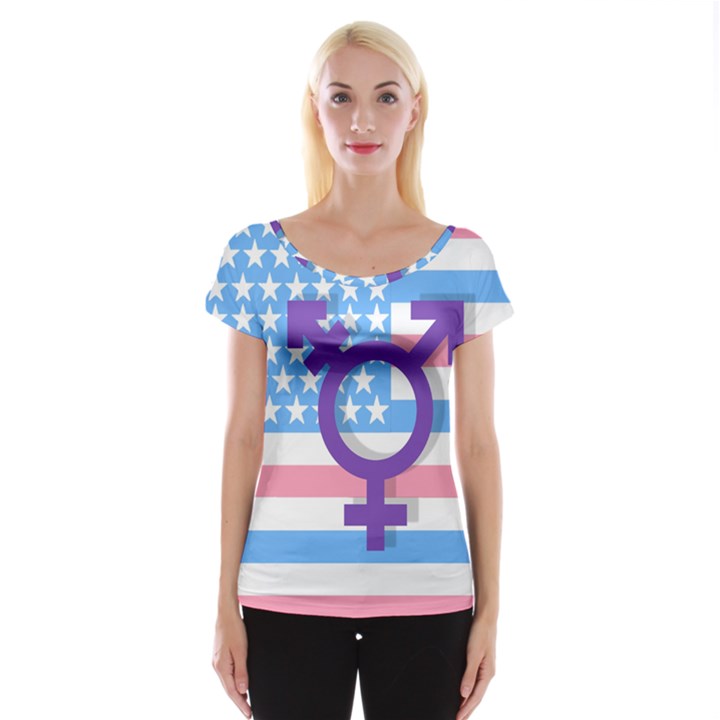 Transgender flag Women s Cap Sleeve Top