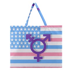 Transgender Flag Zipper Large Tote Bag by Valentinaart